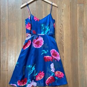 Banana Republic blue floral fit and flare dress 4